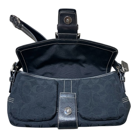 Vintage Black Coach Y2K Braided Soho Pochette Baguette Shoulder Mini-Bag Purse - Picture 7 of 12